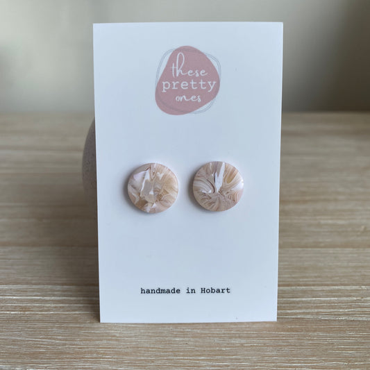 ‘Oat Marble’ Midi Studs: Round