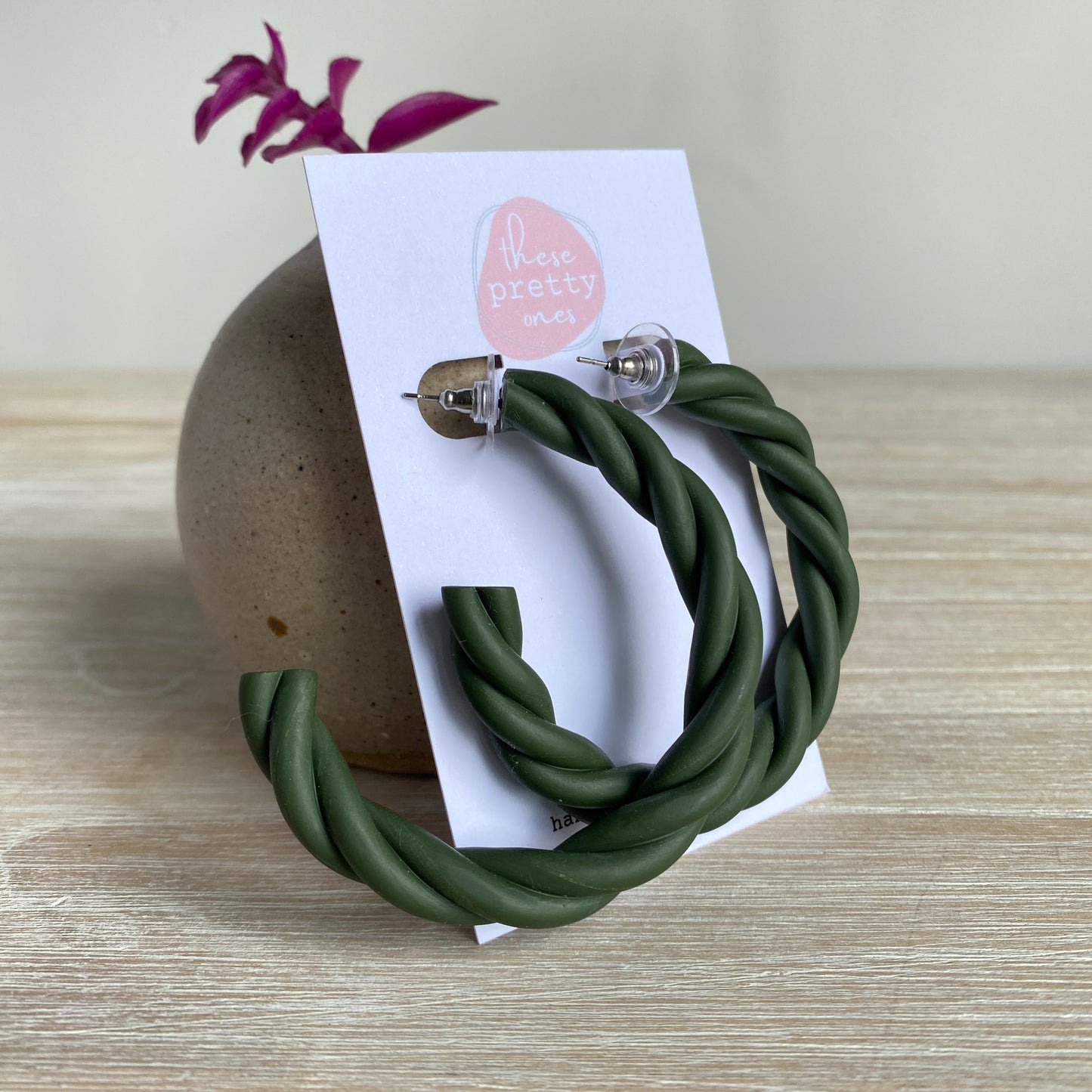 ‘Knot I' Statement Hoops: Olive - Large