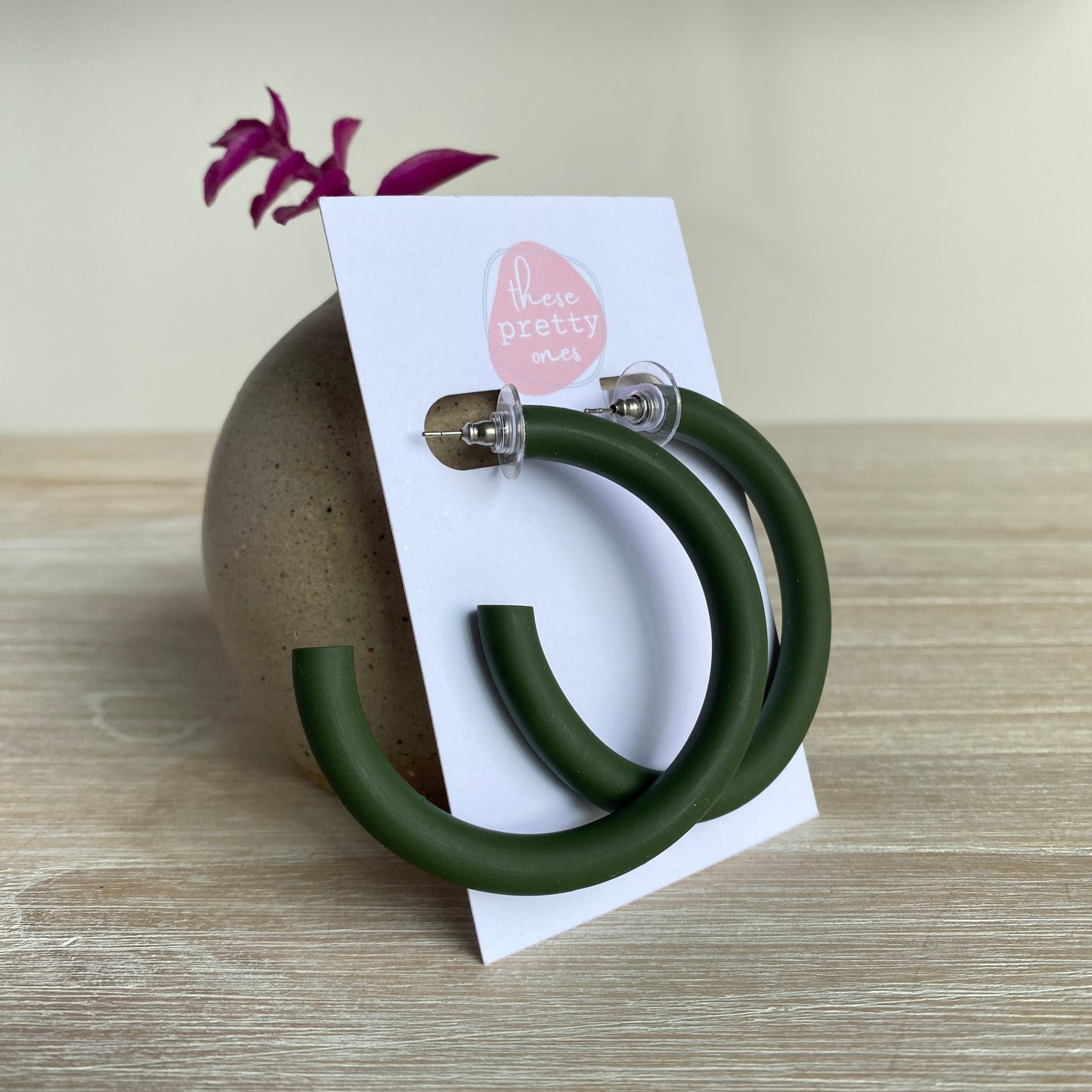 'Queen' Statement Hoops: Olive