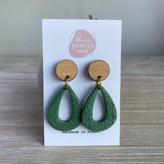'Textured Sage' Midi Dangles: Teardrop Donuts