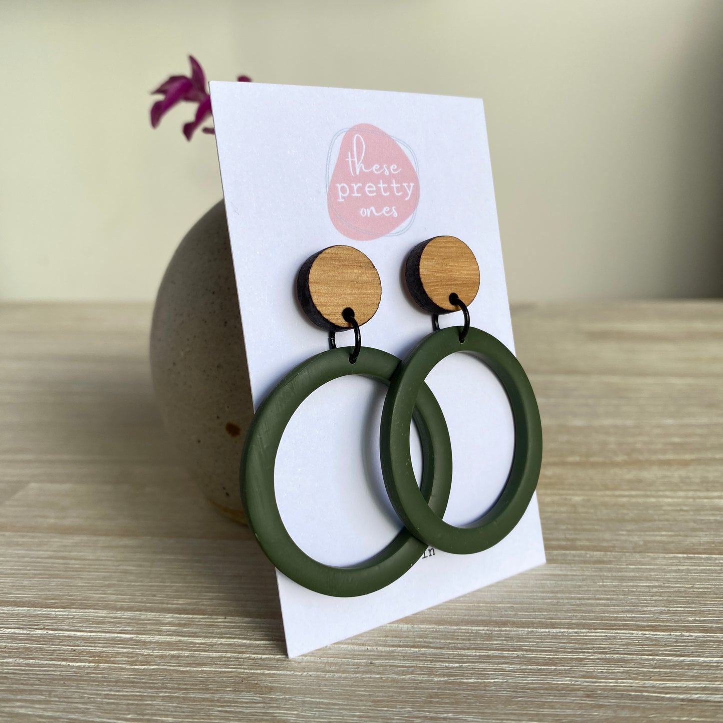 'Little Miss' Statement Dangles: Olive and Oak