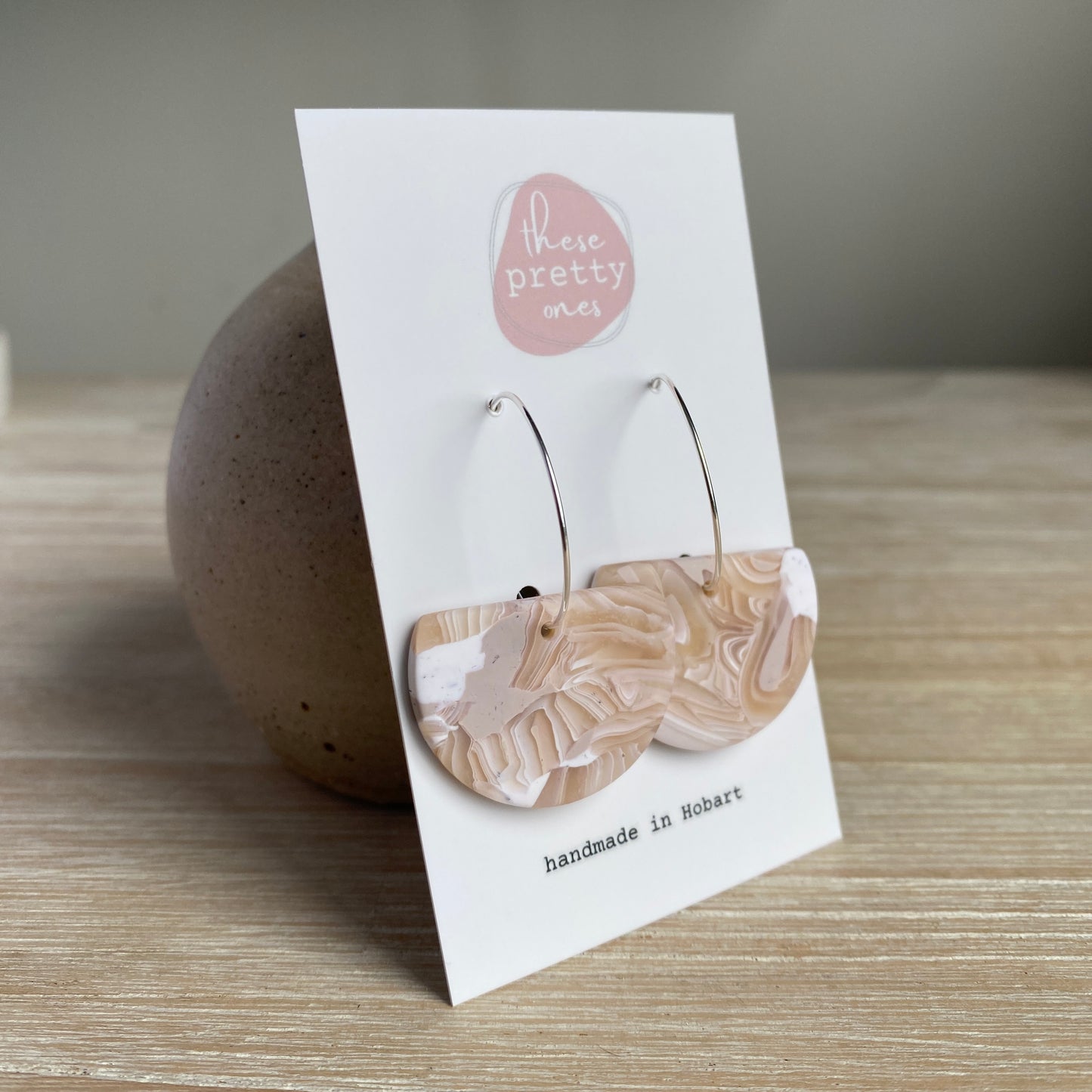 'Oat Marble' Midi Dangles: Ava