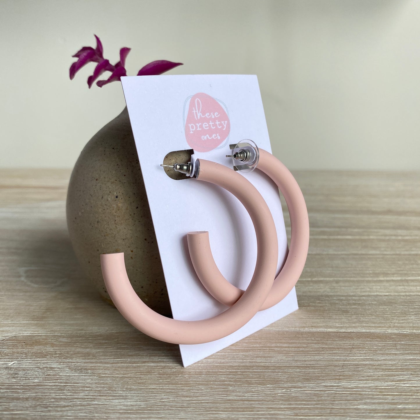 'Queen' Statement Hoops: Dusty Pink