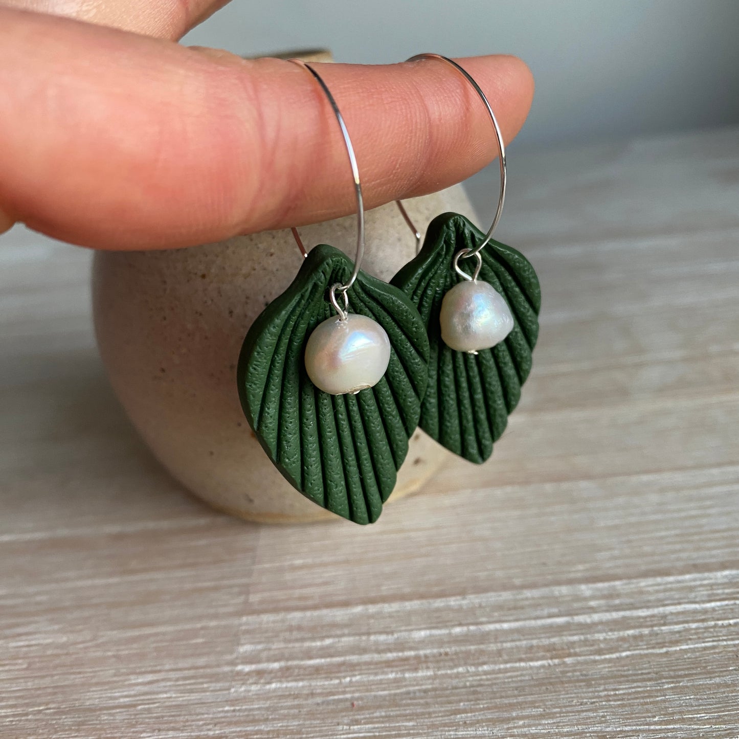 ‘Leaf drop’ Midi Dangles: Olive