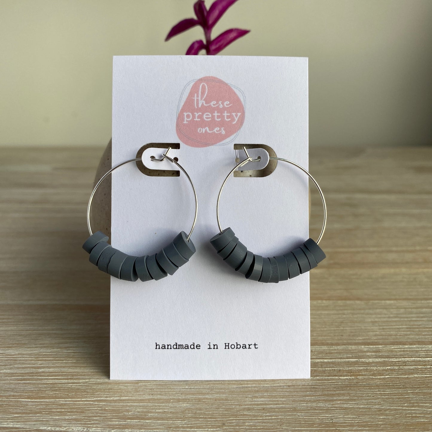 ‘Gabby’ Midi Hoops: Deep Grey