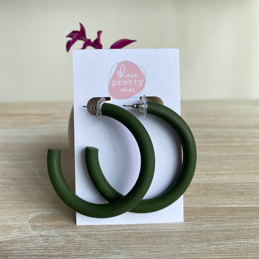 'Queen' Statement Hoops: Olive