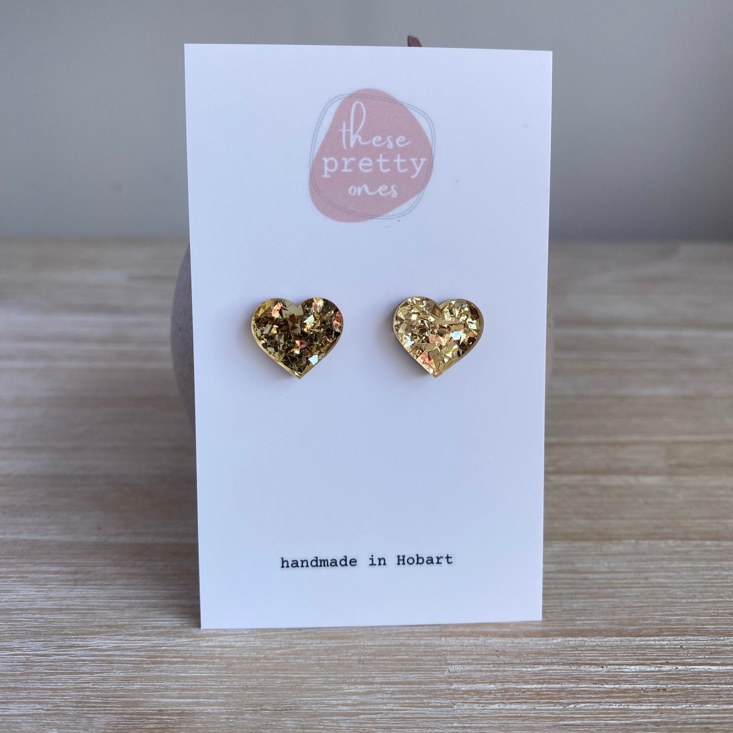 ‘Two Young Hearts’ Midi Studs: Glitter