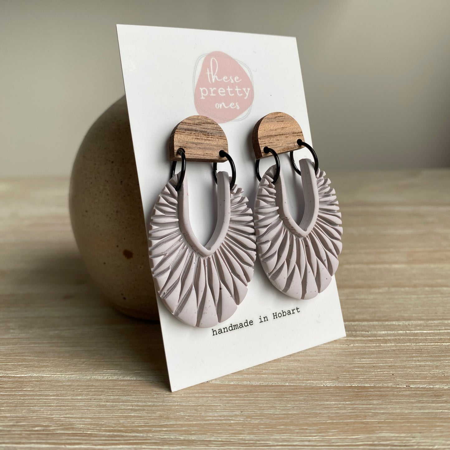 ‘Sonia’ Statement Dangles: Beige