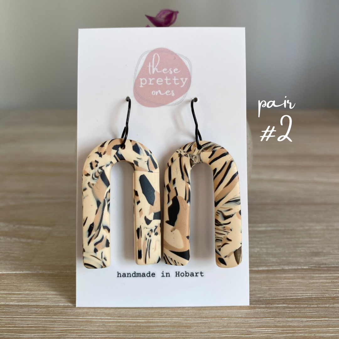 'Leopard... but make it Abstract' Statement Dangles: Arches