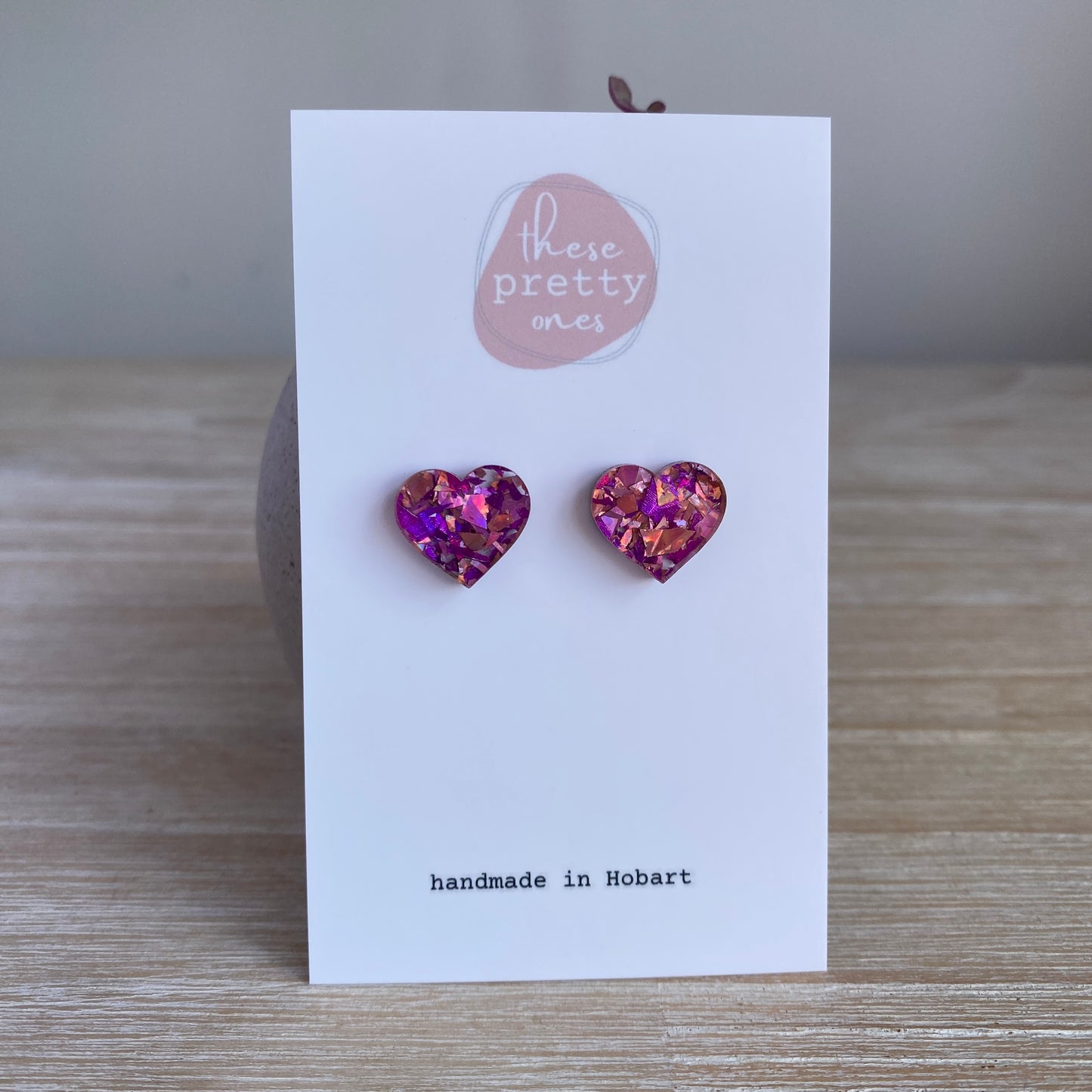 ‘Two Young Hearts’ Midi Studs: Glitter