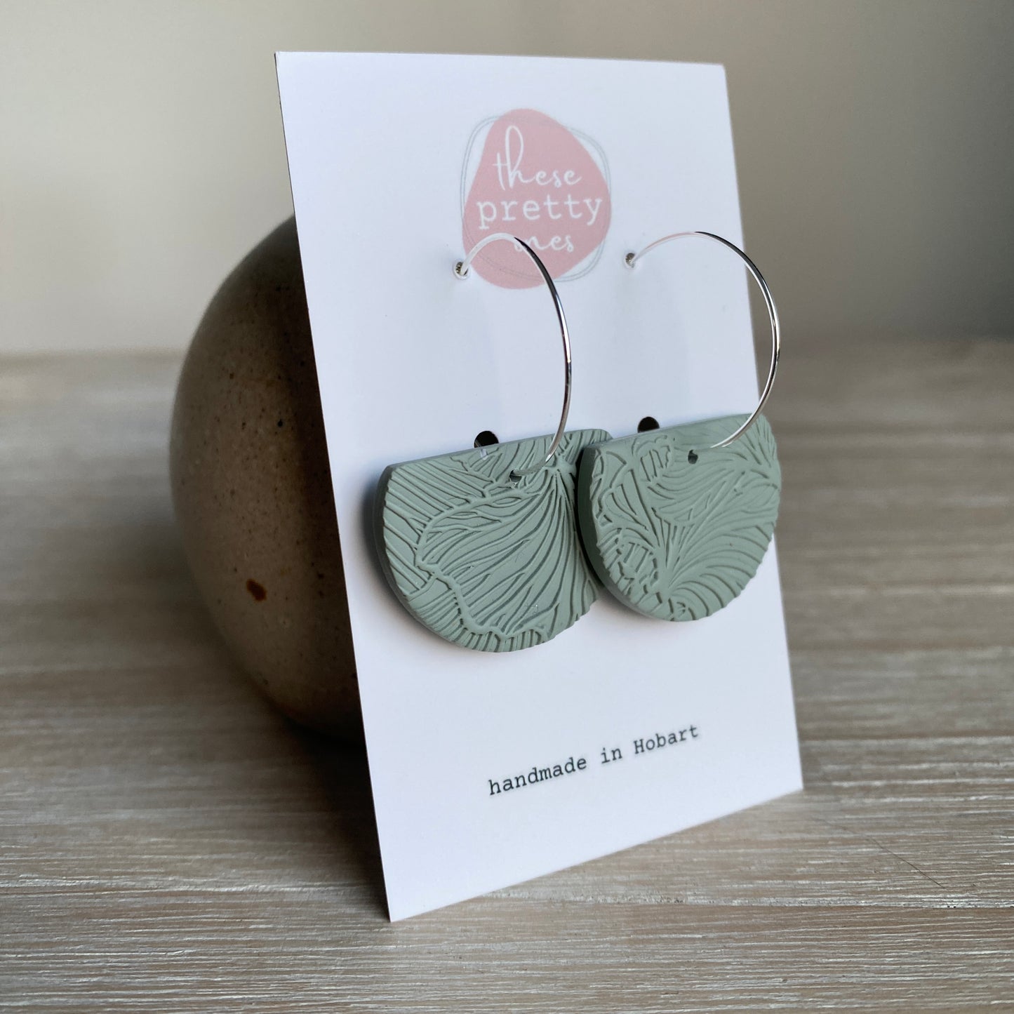 ‘Textured Sage' Midi Dangles: Ava