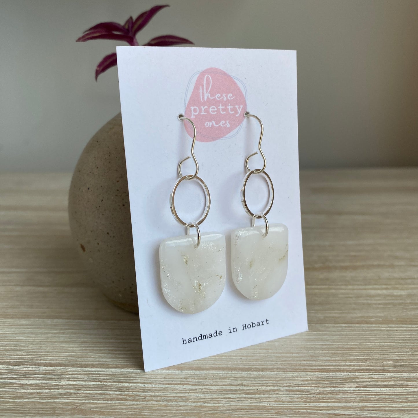 'White Pearl' Midi Dangles: Lily with Circle