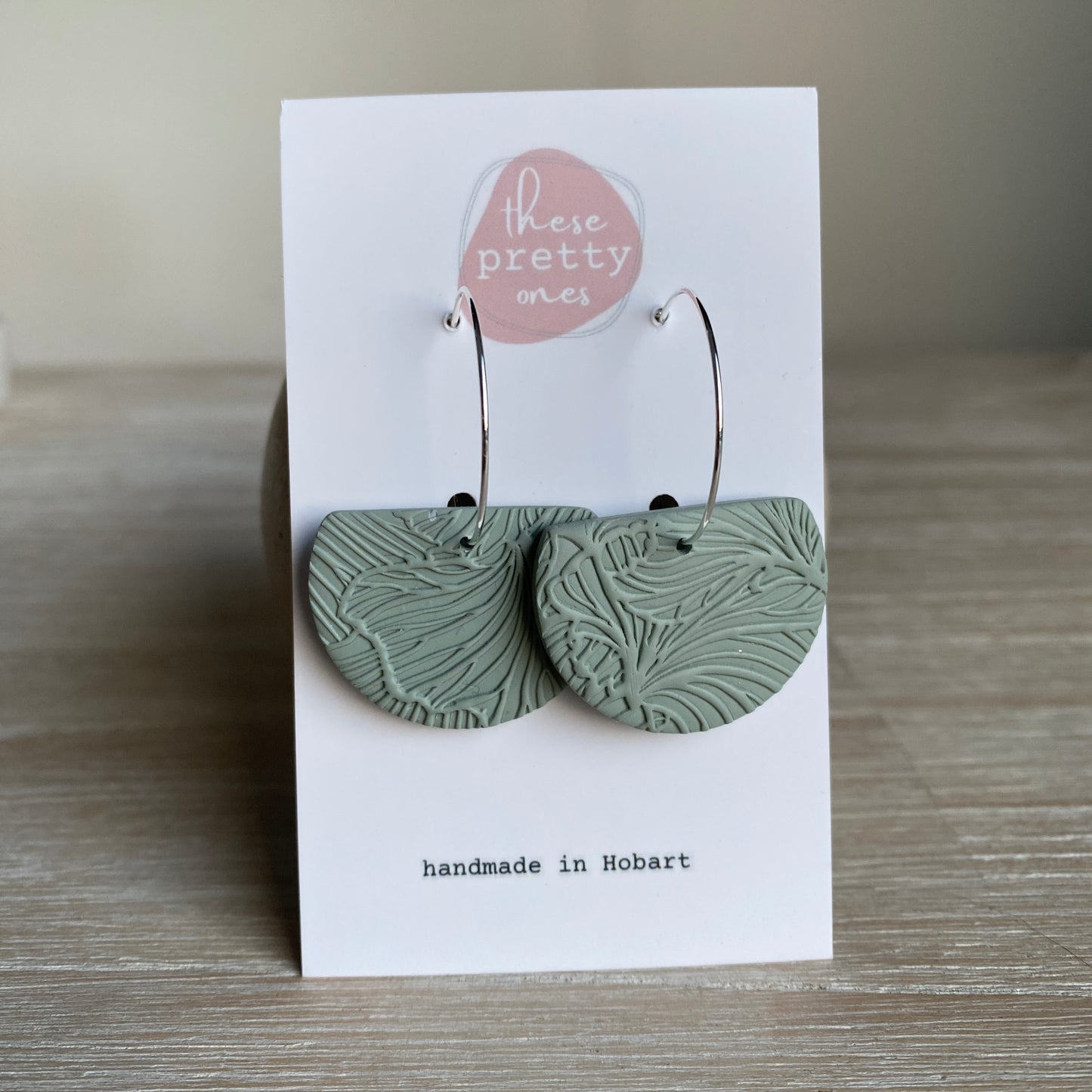 ‘Textured Sage' Midi Dangles: Ava