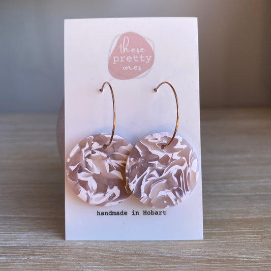 'Marbled Sand' Midi Dangles: Circles on Hoops