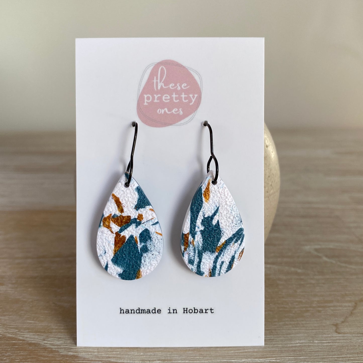 ‘Marble Day’ Midi Dangles: Teardrop