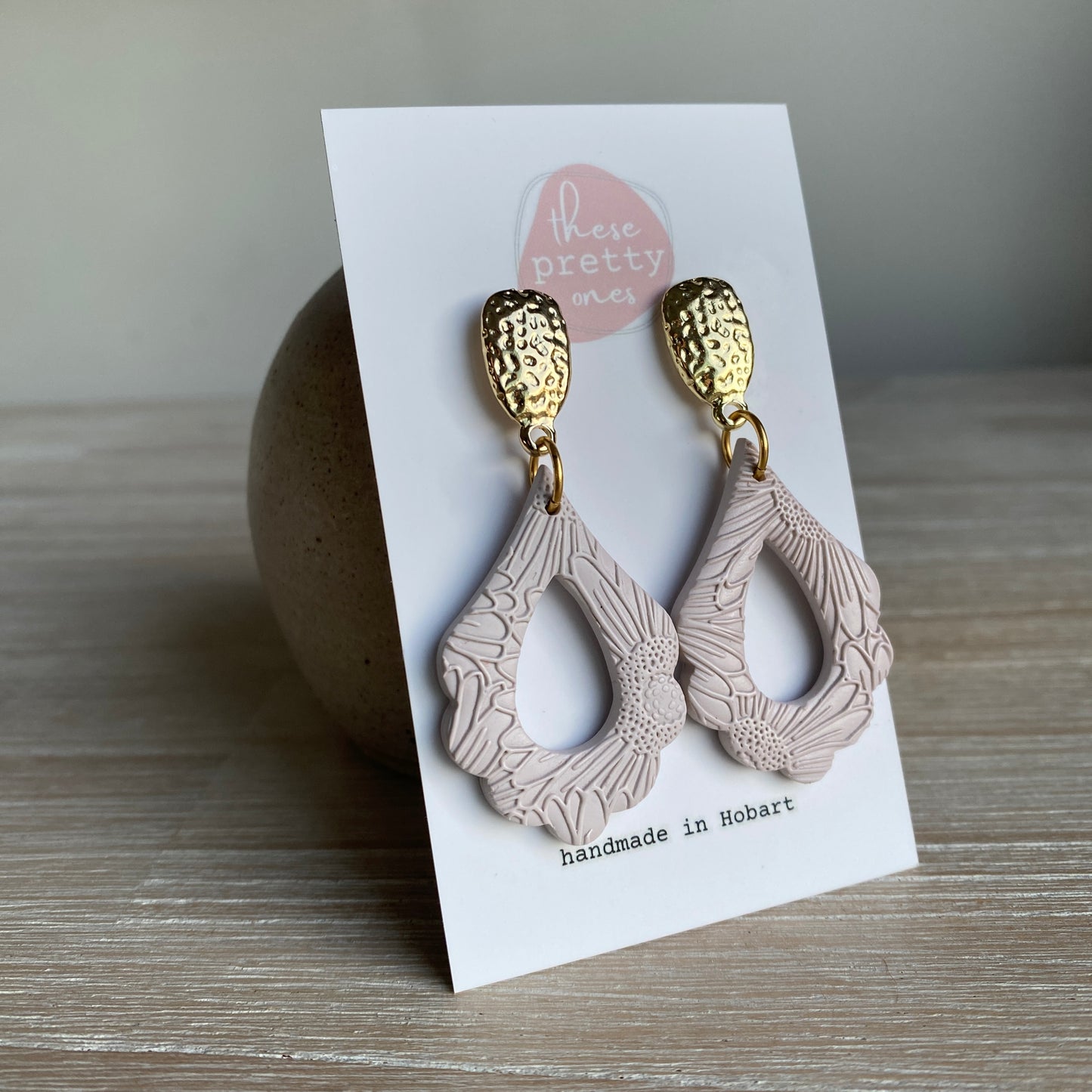 ‘Abby’ Midi Dangles: Light Taupe