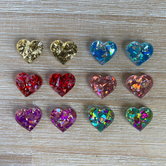 ‘Two Young Hearts’ Midi Studs: Glitter