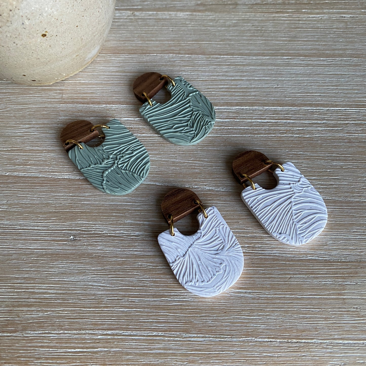 'Textured White Granite' Midi Dangles: Sienna