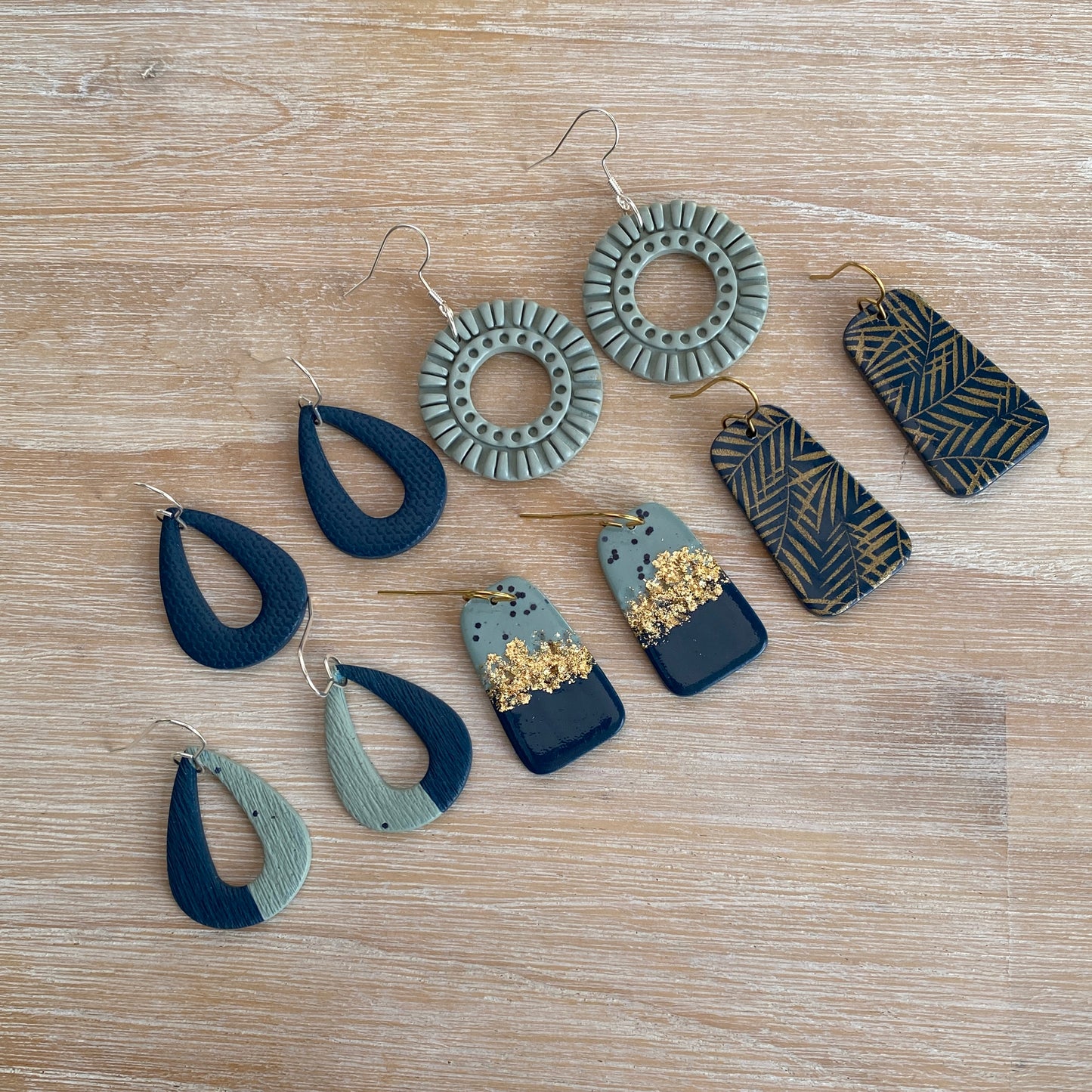 'Navy Jungle' Statement Dangles: Hooks