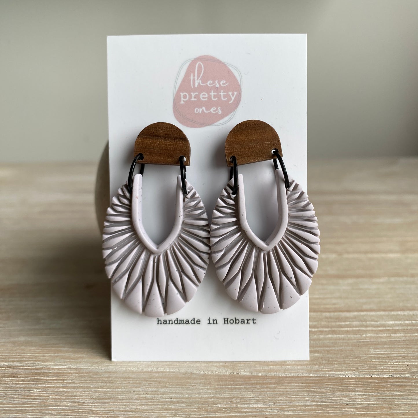 ‘Sonia’ Statement Dangles: Beige