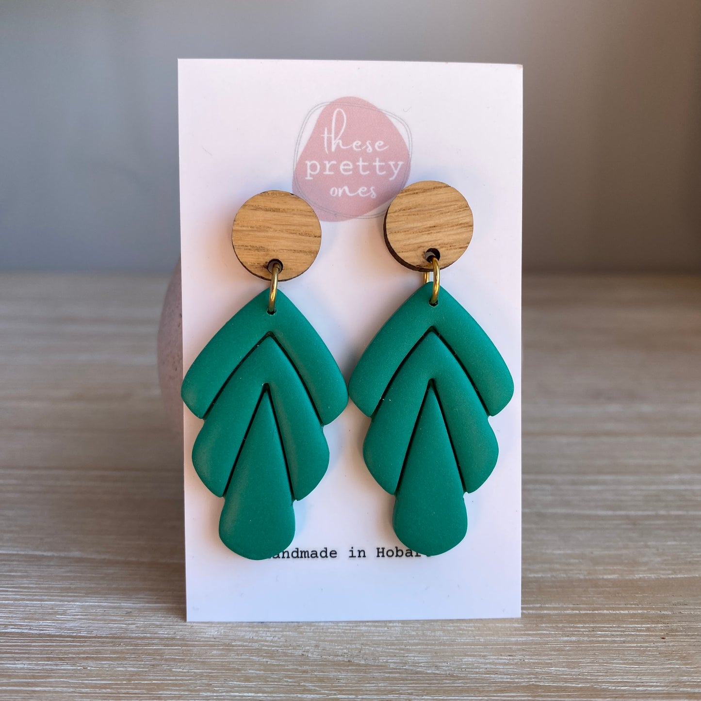 'Verde Drop' Statement Dangles: Oak Tops