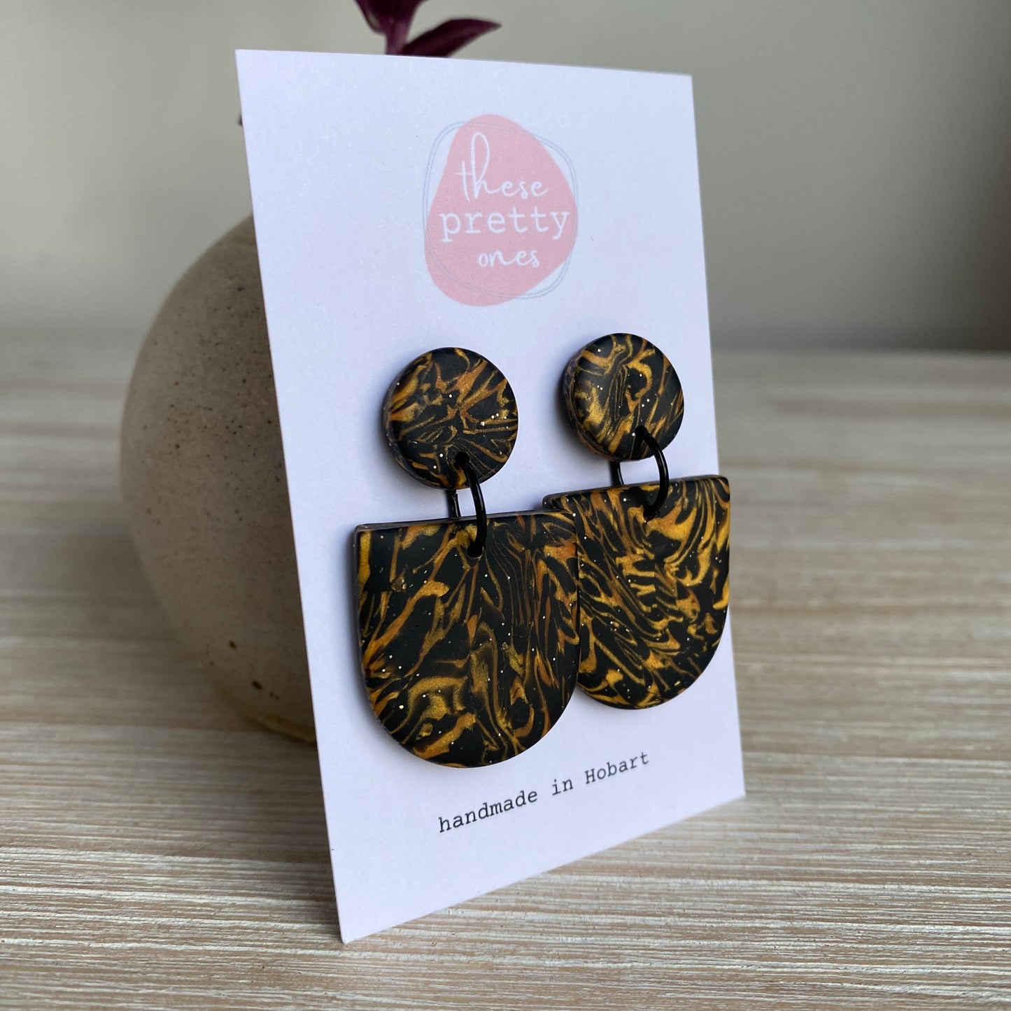 'Autumn Night - Marbled' Midi Dangles: Mia Arch Stud