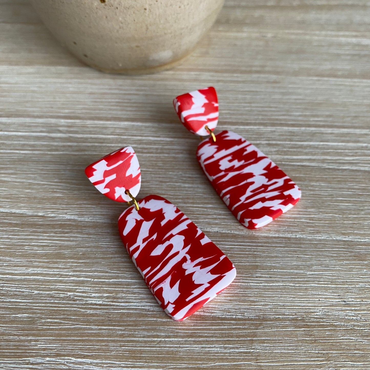 'Lady in Red' Statement Dangles: Long trapezoid