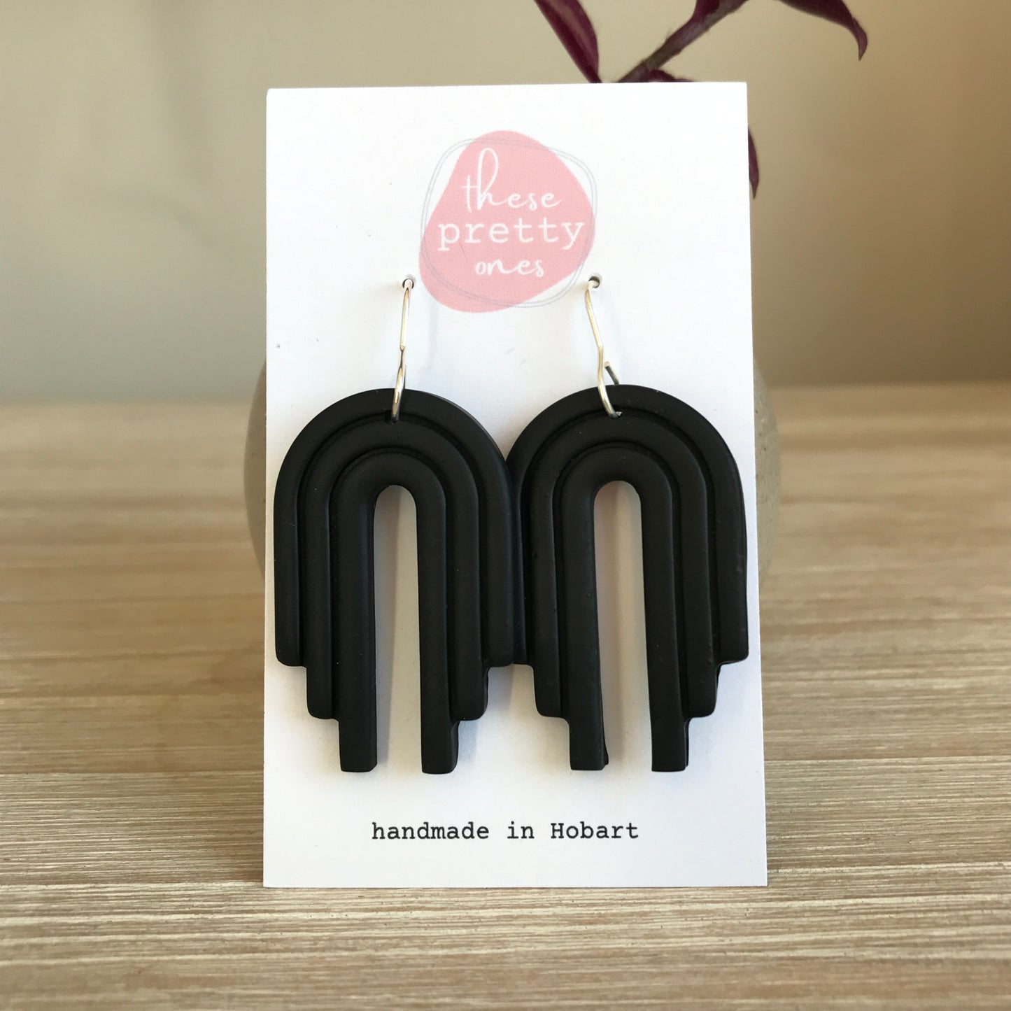 'Rainbow Arches' Statement Dangles: Black